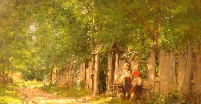 Nicolae Grigorescu Girls Spinning at the Gate Sweden oil painting art
